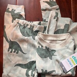 Carter's Dinosaur Print Pajama Set - Green and Cream